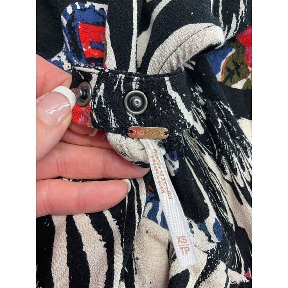 Free‎ People Black Drift Away Tunic Dress XS Cold Shoulder oversized flowy - Picture 8 of 13